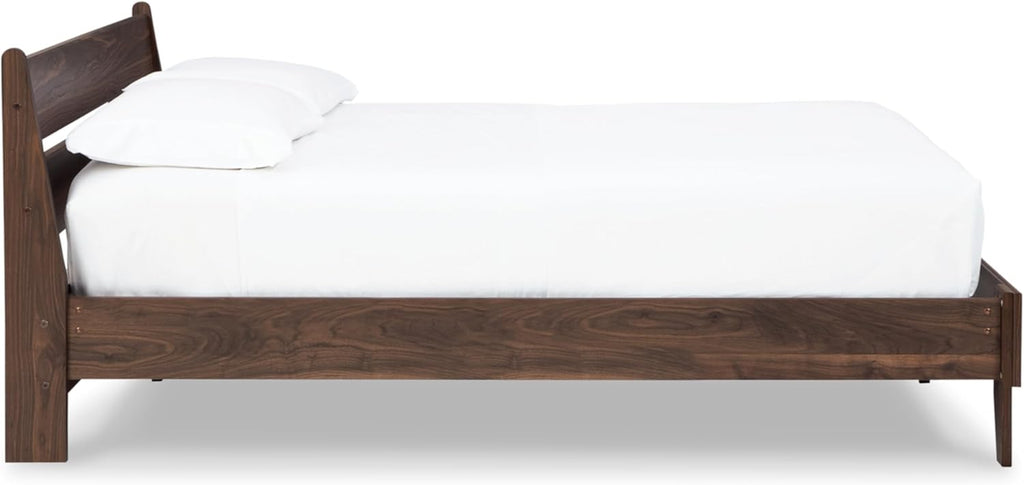 Signature Design by Ashley Calverson Queen Size Bed Frame with Headboard | Mocha Brown Engineered Wood, No Box Spring Needed, 600 Lb Capacity, 7-Inch Under-Bed Space
