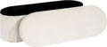 43.3 Inches Foldable Storage Ottoman Bench, Oval Footrest | Teddy Boucle Fabric, Hidden Storage, Soft Padded Seat, End of Bed Bench for Bedroom, Living Room and Entryway, White