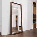Full Length Mirror Wood Frame, 65X22In Floor Mirror Wall Full Body Mirror with Standing, Leaning Hanging for Bedroom,Living Room, Large Wooden Frame, Walnut