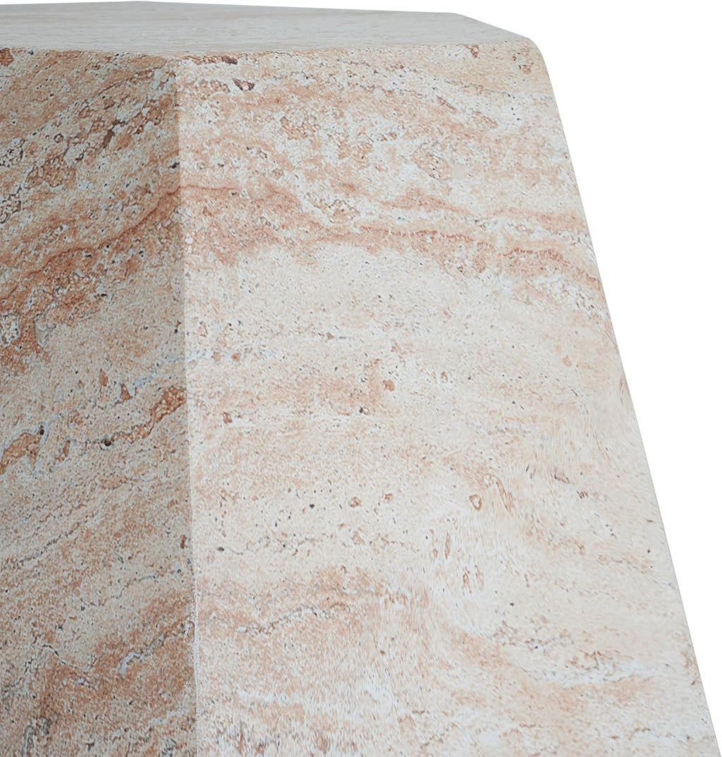Beige travertine hexagonal side table