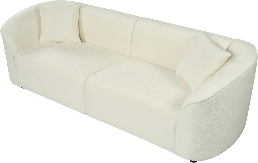 Sabbo 87.50" Boucle Upholstered Couch, Oversized 2 Seater Sofa, Curved Soft Seating Lounge Sofa Chair, Cozy Loveseat with Armrest, Reading Sofa for Living Room Home Rest, Beige