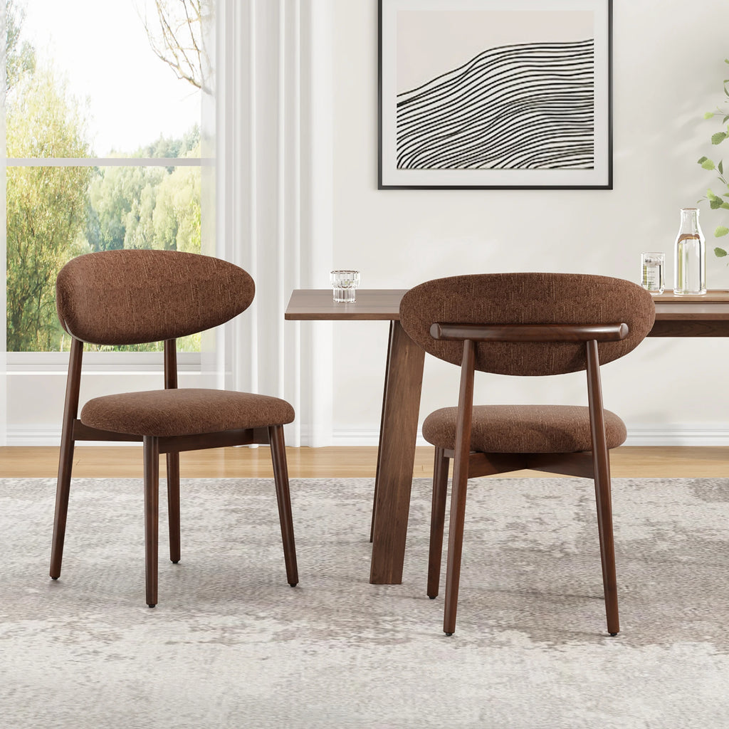 Upholstered solid wood dining chairs set of two