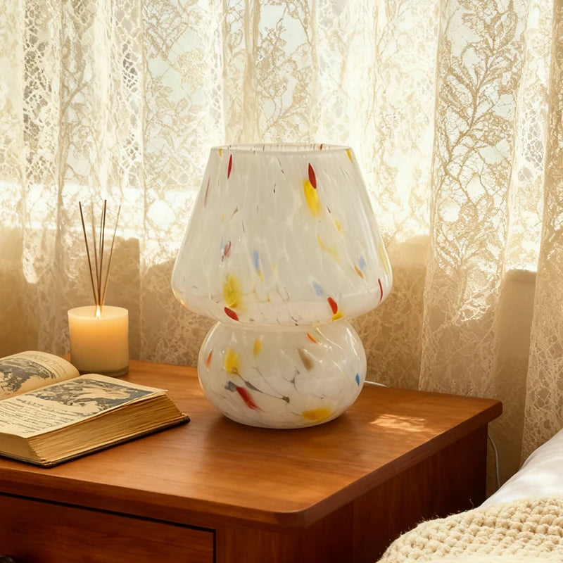Sprinkle Mushroom Table Lamp Nordic Khaki Girly Living Room Bar Homestay Bedroom Bedside Glass Ambient Decorative Night Light
