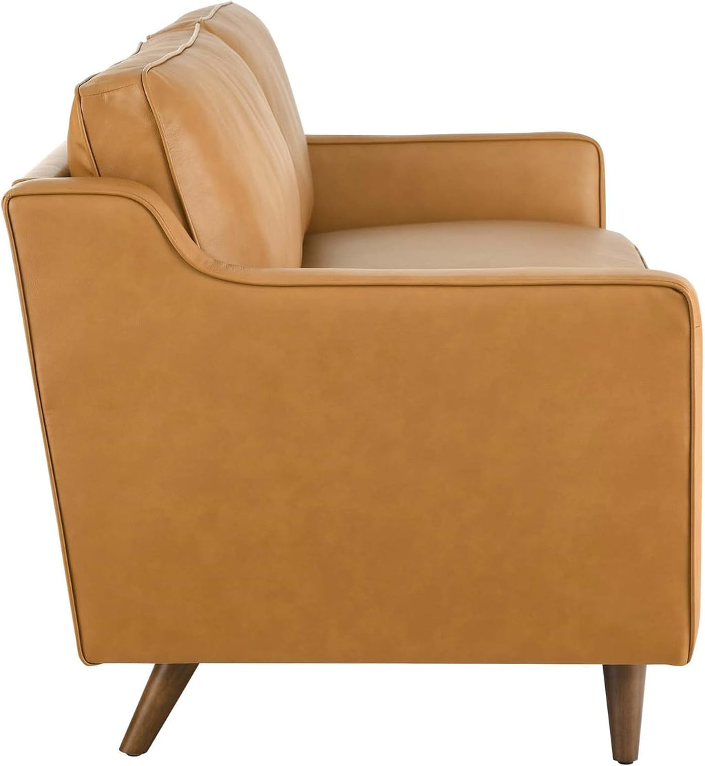 Impart Upholstered Genuine Leather Sofa in Tan