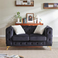 Chesterfield Loveseat, Modern Velvet Sofa Tufted Couch 2 Seater Deep Seat Chesterfield Sofa with Cloud Cushions for Living Room, Bedroom, Office, Apartment