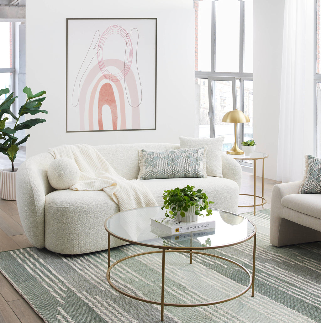 Ivory curved sofa