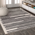 MOROCCAN HYPE 8 X 10 Area Rug, Khalil Berber Stripe - Cream/Black, MOH207A-8