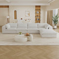 157.6” Corduroy Modular Sectional Sofa,U Shaped Sectional Sofa Couches with Movable Ottoman Chaise,Deep Seat Comfy Cloud Sofa for Living Room,Beige