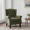 Wingback Accent Chair Upholstered Arm Chair High Back Chair Living Room with Solid Wood Frame, Tufted Green