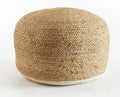 Circular Natural Jute Braided Pouf Ottoman and Footrest, 18"X18"X10"H