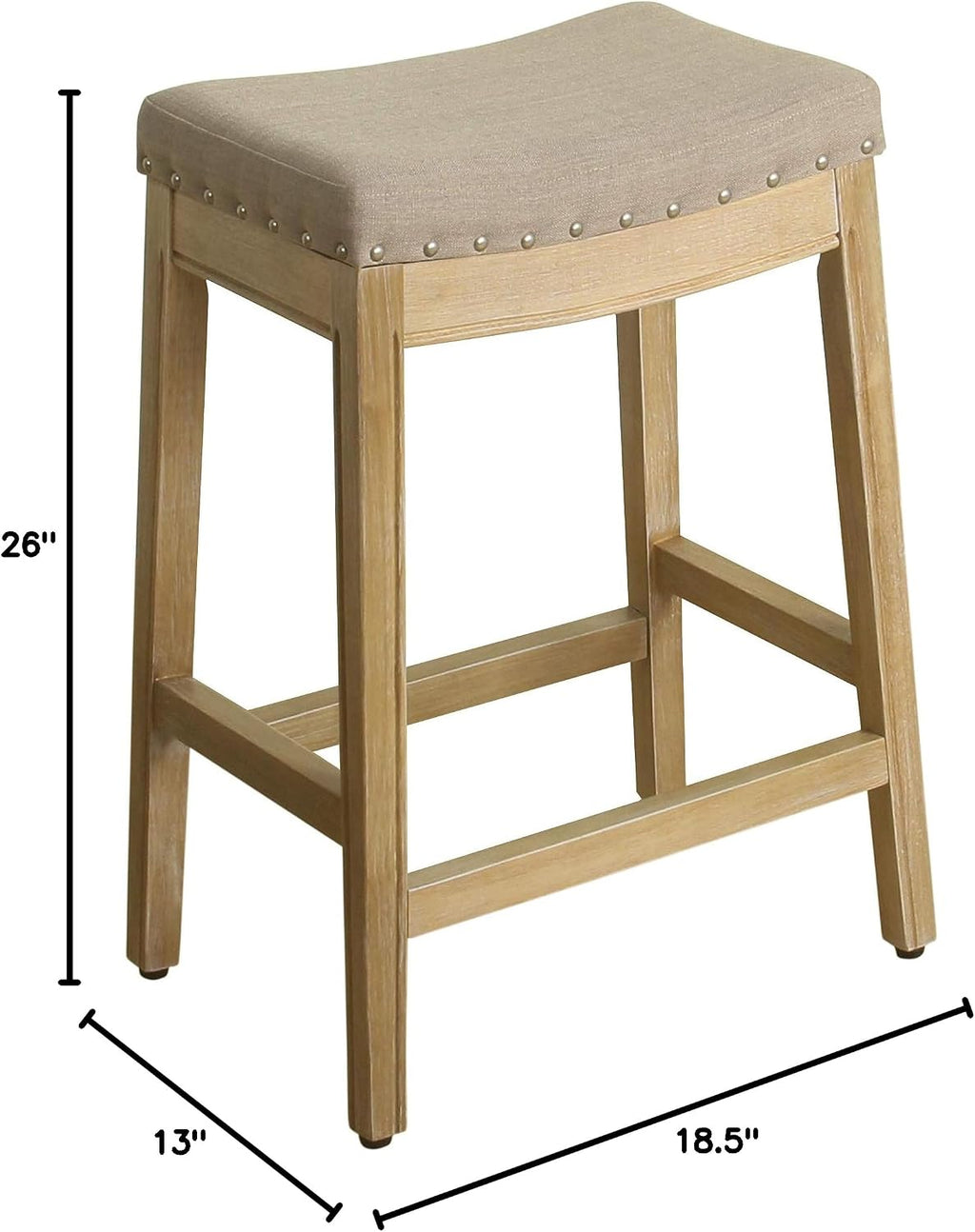 Home Decor | Backless Nailhead Trim Counter Height Bar Stools | 24 Inch Bar Stools | Decorative Home Furniture (Linen)