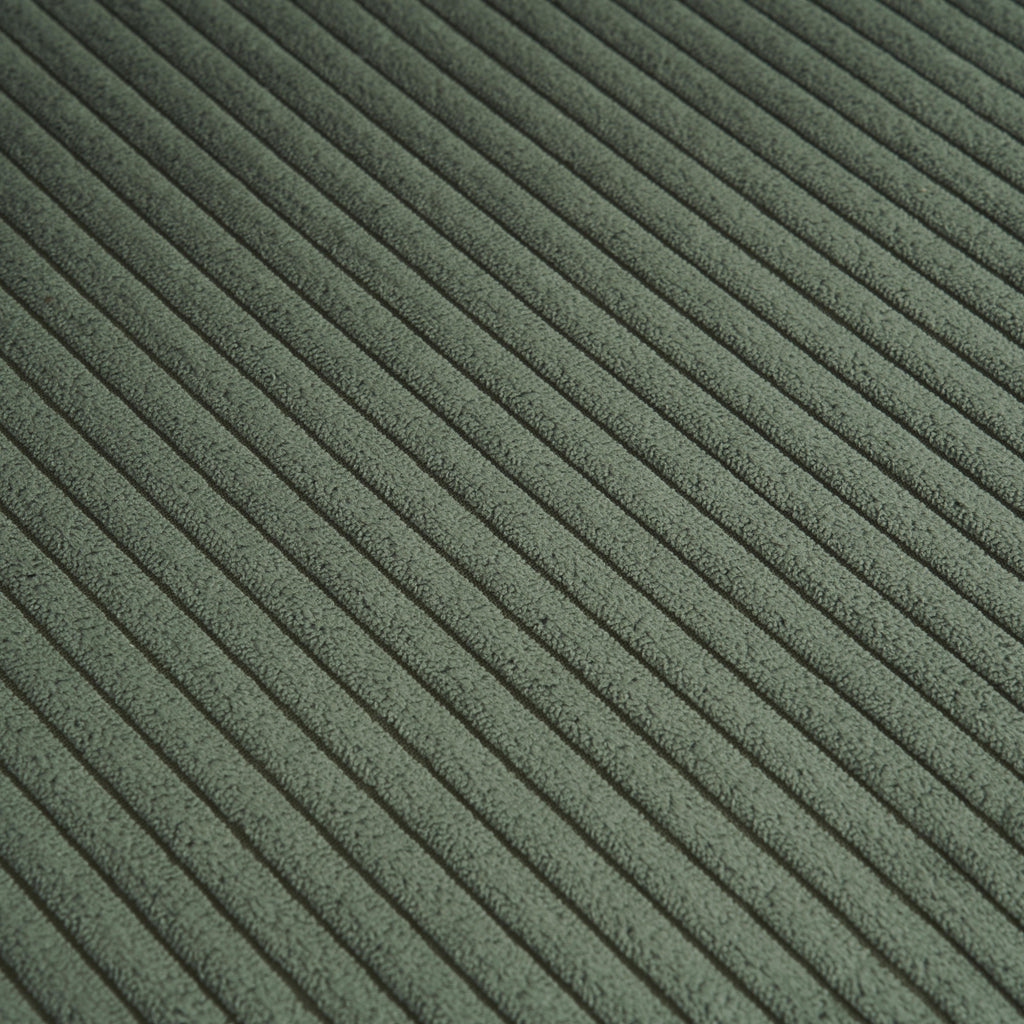 Olive drab corduroy L shaped sleeper sectional