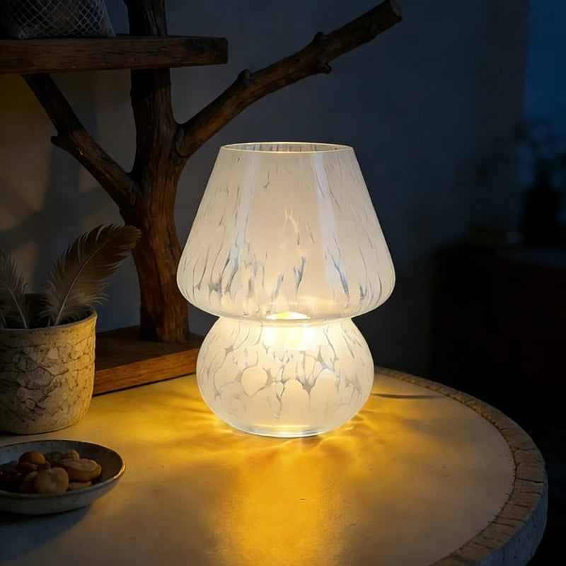 Sprinkle Mushroom Table Lamp Nordic Khaki Girly Living Room Bar Homestay Bedroom Bedside Glass Ambient Decorative Night Light