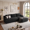 Black corduroy L shaped modular sectional