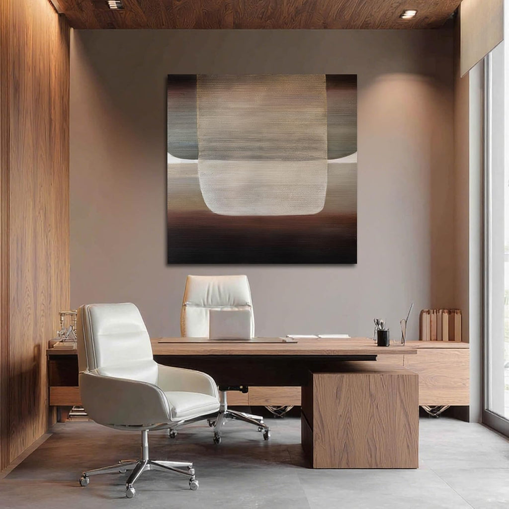 Neutral Abstract Textured Wall Art Oil Painting on Canvas, Modern Minimalist Wall Decor for Living Room, Bedroom & Office, 40X40 In