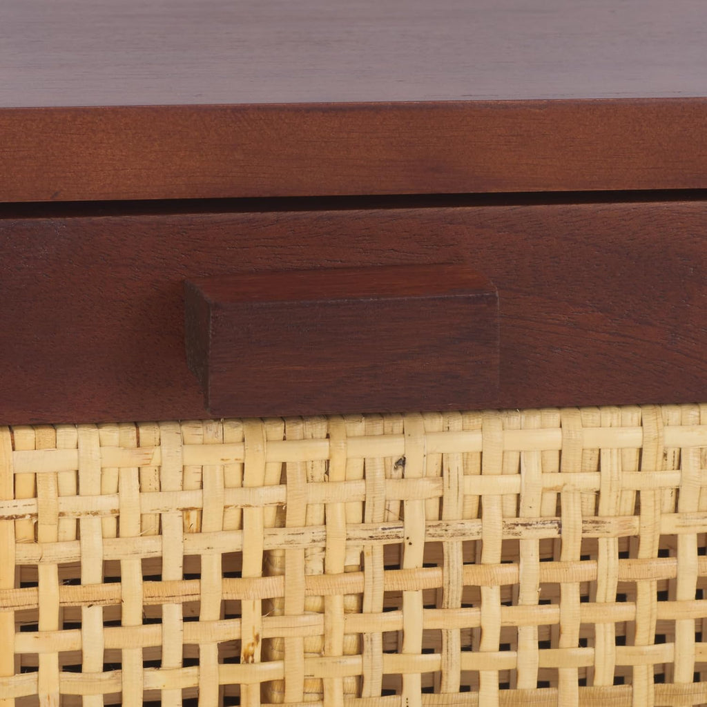 SAFAVIEH Home Collection - Erica 2-Drawer Nightstand Table, Natural Wood & Rattan Cane Bedside Storage (NST4006D)