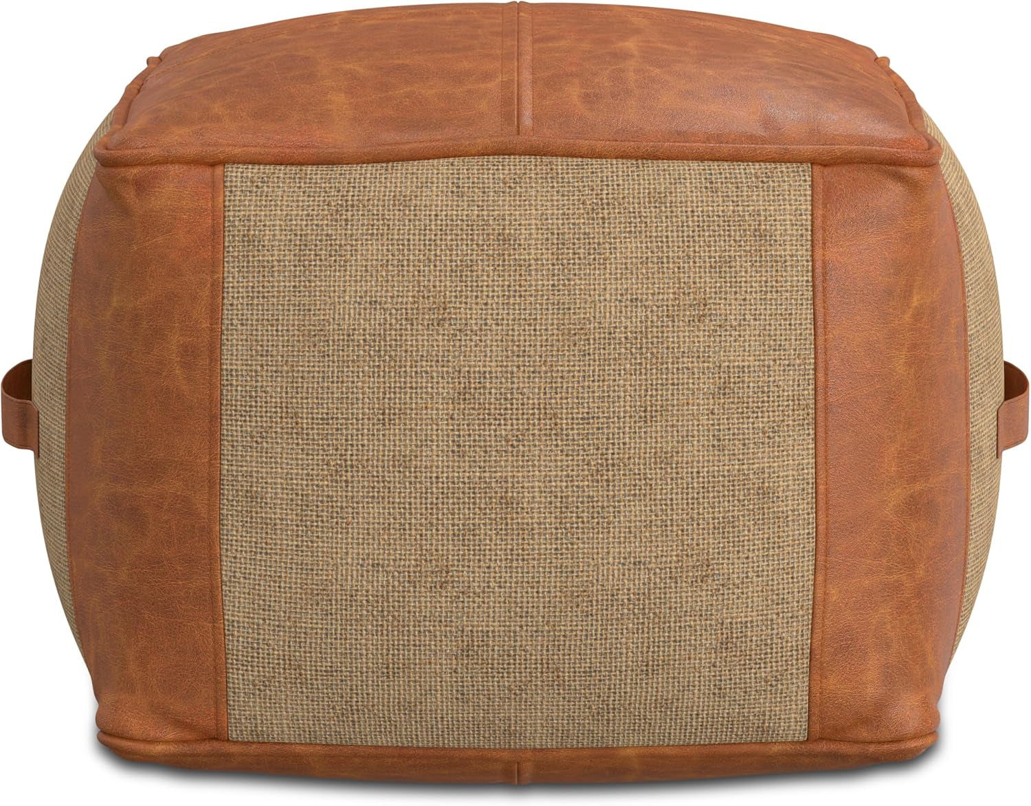 Beatrix 18" Wide Square Pouf in Blue/Beige PET Polyester | Boho Footstool, Extra Seating for Home Living Room or Bedroom or Kids Room with Assembled Design, Assembled; Pouf Ottoman.
