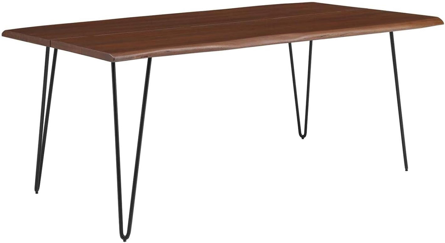Ardor 74" Live Edge Acacia Wood Rectangular Dining Table in Black Walnut