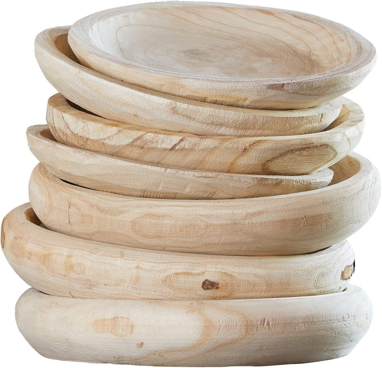 Wooden Decorative Bowl – Hand Carved Natural Wood Fruit Bowl, Rustic Farmhouse Dough Bowl Decor, Wooden Serving Bowl for Coffee Table, Entryway Key Bowl or Kitchen Centerpiece