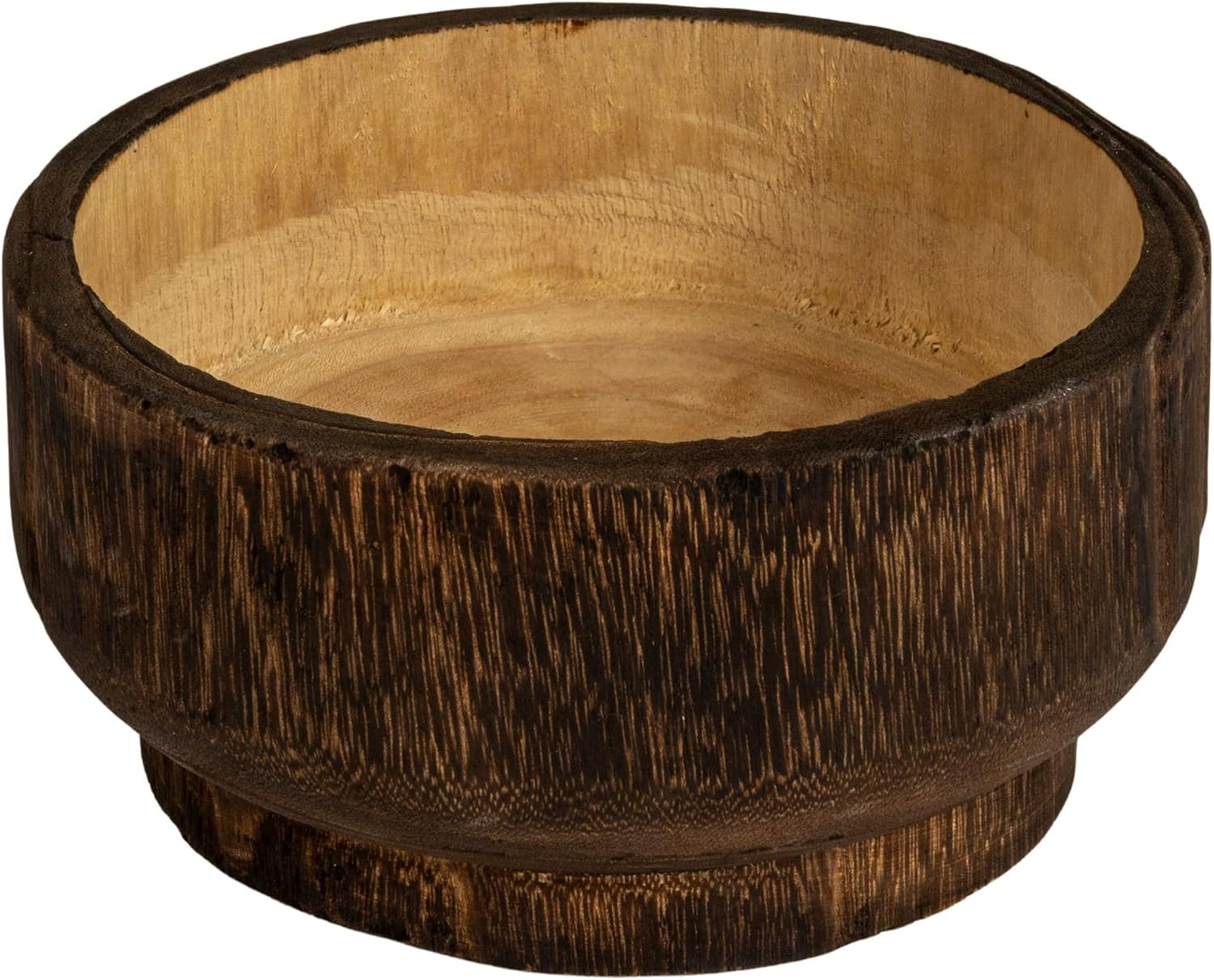 Creative Co-Op round Paulownia Wood Decorative Bowl, Marbled Brown Finish