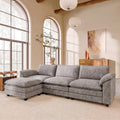 118.9" L Shaped Sectional Couch, Modular Cloud Sofa, Light Grey | Comfy Chenille, Movable Ottoman, Deep Seat, Double Layer Cushion, 3 Seat, High-Density Foam, for Living Room