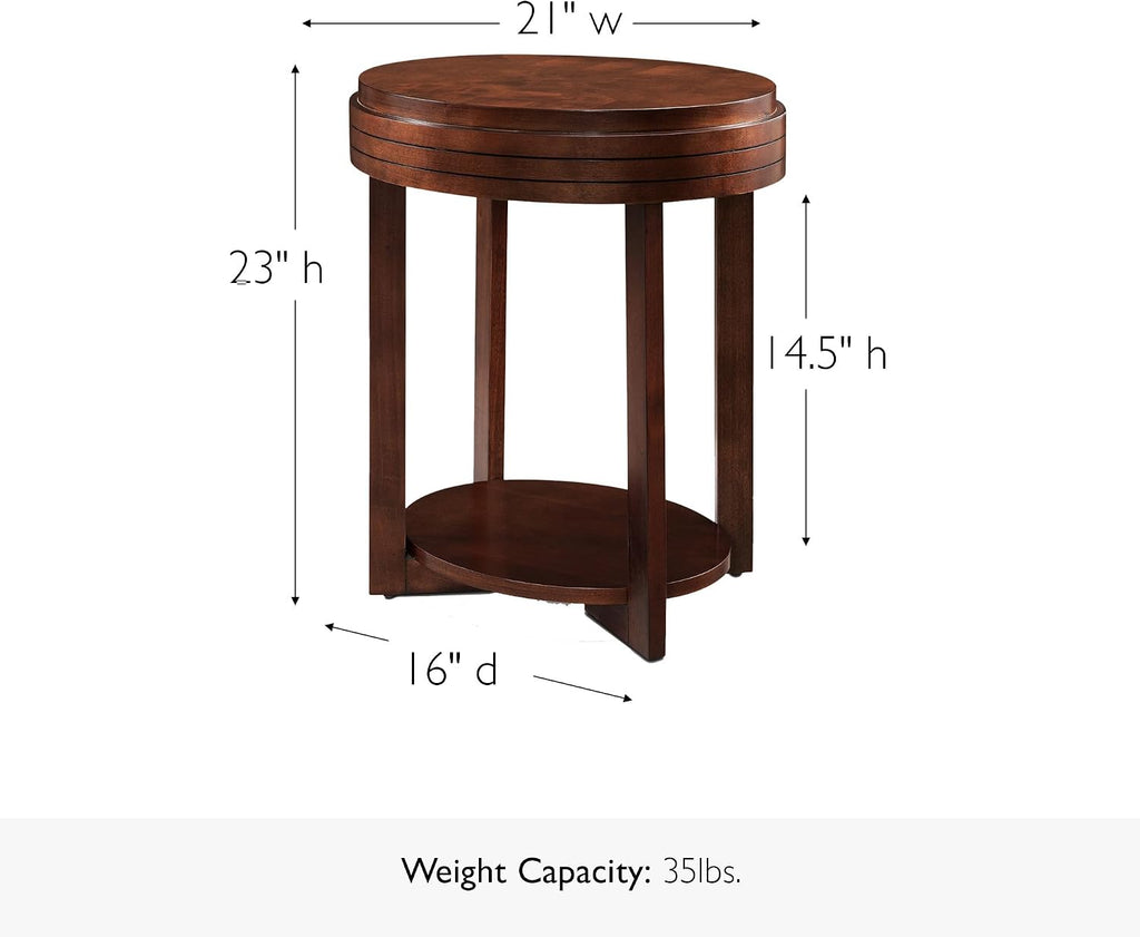 Teo Oval End Table, 21", Chocolate Cherry