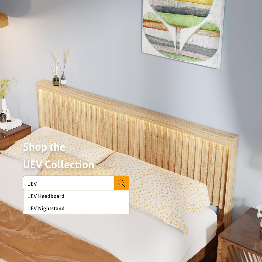 Headboard with Elegant Light Wood Design, 62.6" Wide Headboard Only, Modern Fluted Panel, Wall Mounted, Wingback (Ivory White, Queen)