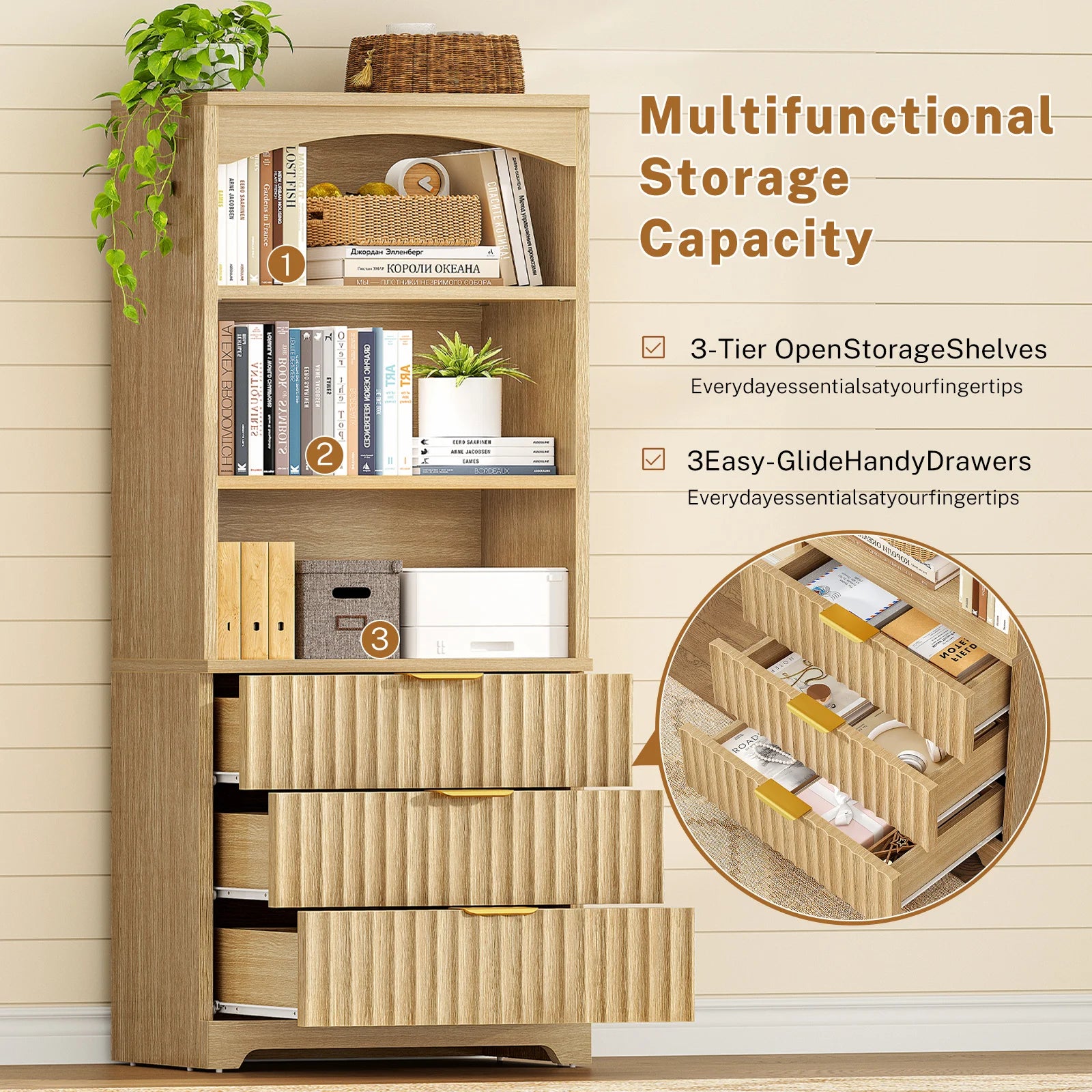 Tall Bookshelf, Bookshelves and Bookcases with Drawers