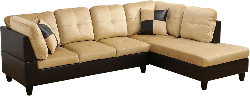 Beige L shape sectional couch