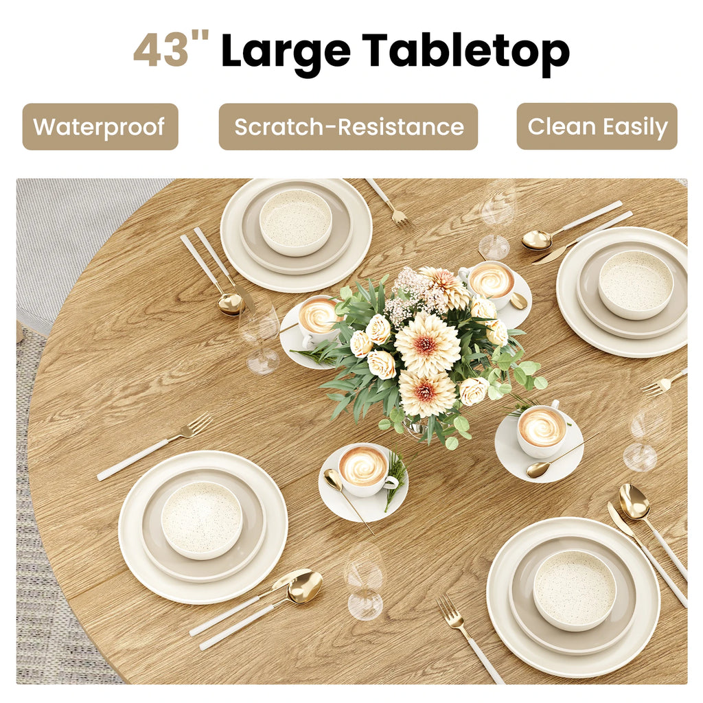 43" round Dining Table for 4 People, Small Space Kitchen Table, Modern Dinner Table with Easy Assembly for Dining Room, Apartment