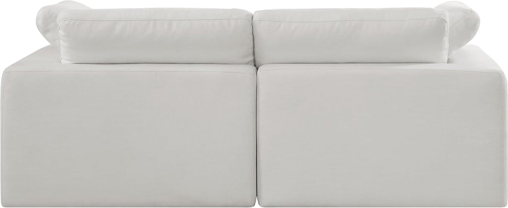 187Cream-S80 Comfy Collection Modern | Contemporary Upholstered Modular Sofa with Cream Linen Textured Fabric Upholstery, down Feather Cushions, 80" W X 40" D X 34.5" H, Cream
