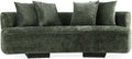 Verandah 90.6” Chenille Sofa with 4 Accent Pillows, Curved Back, Upholstered Wrap around Legs, Mid-Century Modern Living Room Furniture, Fully Assembled Couch, Olive Green
