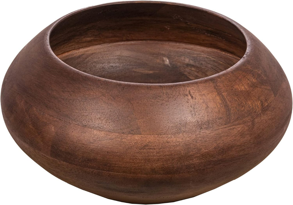 Modern round Wood Bowl, Walnut Finish