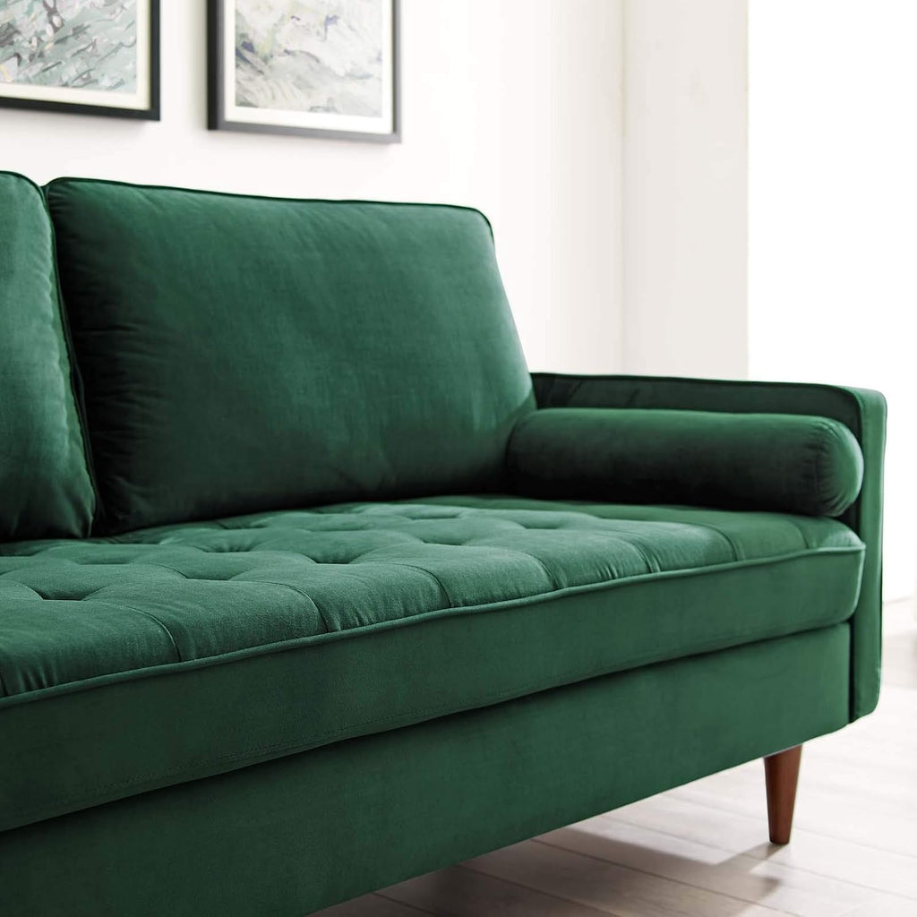 EEI-3764-GRN Valour Performance Velvet Sofa, Green