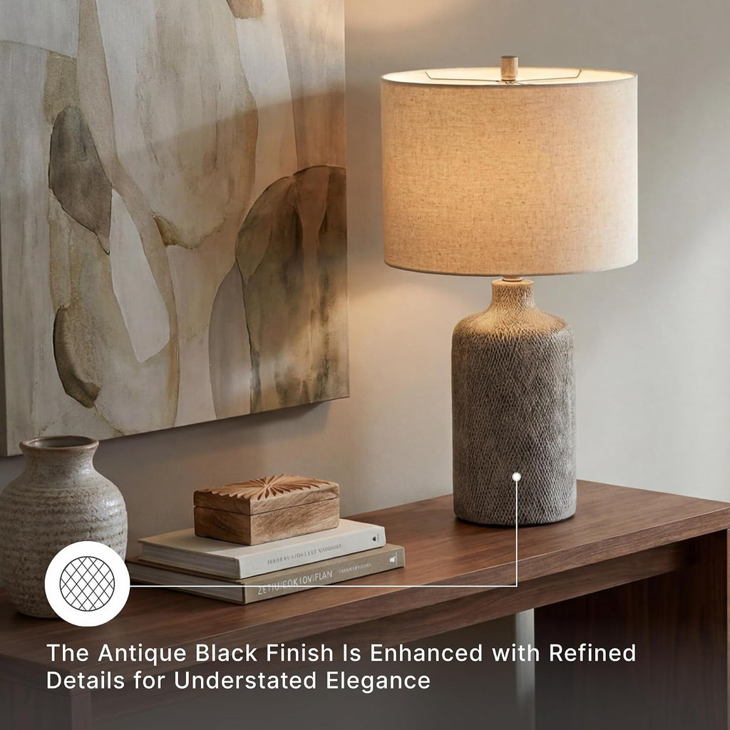 Signature Design by Ashley Linus 24.5" Ceramic Bedside Table Lamp, Black
