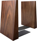 Decorative Bookends-Non Skid Triangle Walnut Bookend 6X5X4In 2Pack | Sturdy Triangle Design Bookends Supports Heavy Textbooks & Binders Upright, Adds Elegance to Desk Shelf in Office,Study,Home