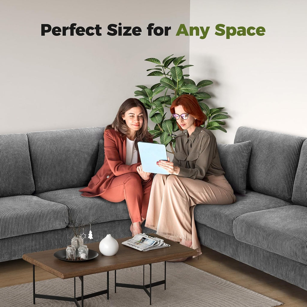 70In Corduroy Couch, Small Loveseat Sofa, Grey Corduroy Couch | No Tool Assembly, Comfy Couches for Living Room, Small Loveseat Sofa, 21In Deeper Seat, Sofas for Living Room & 2 Pillows