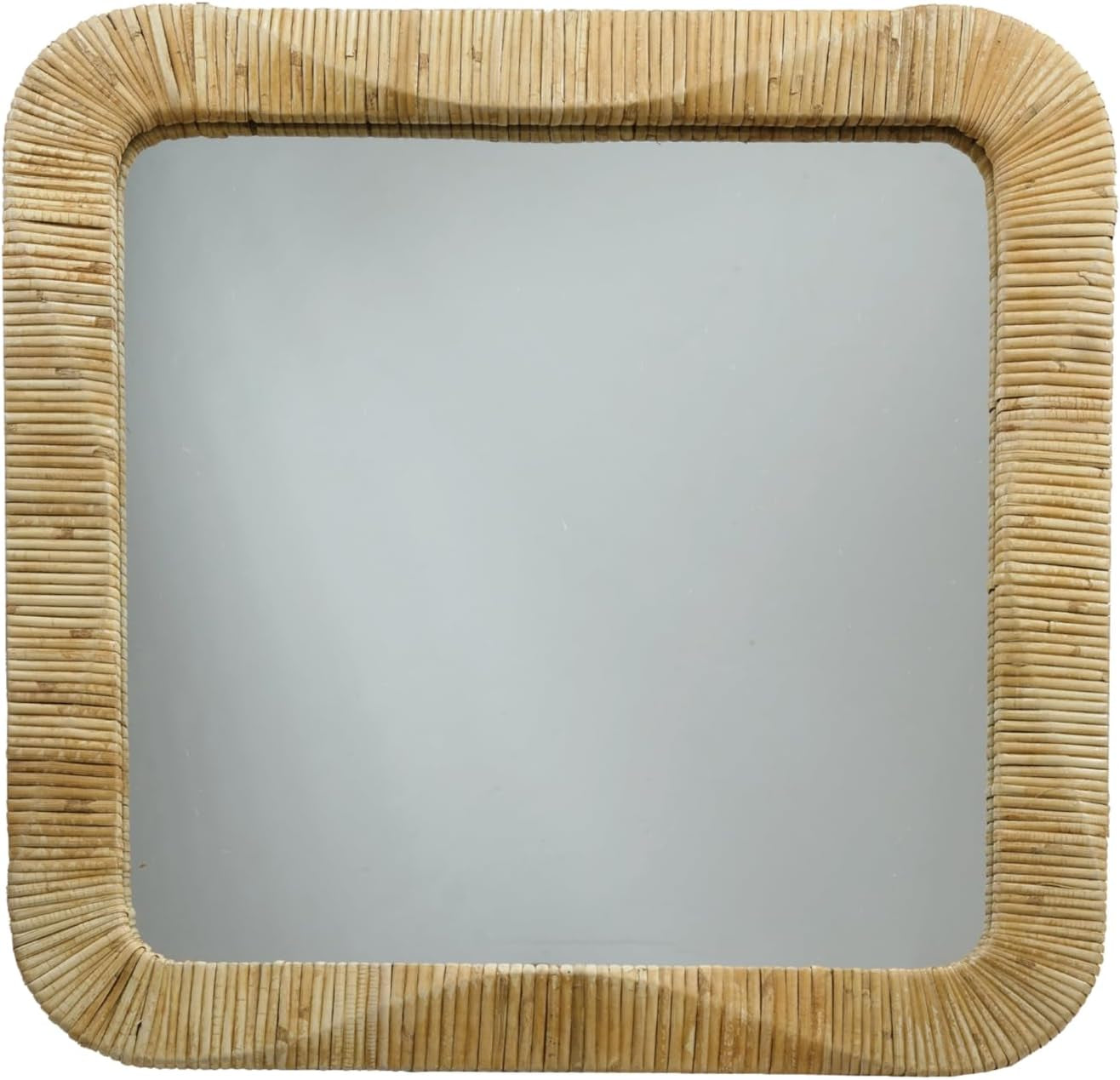 Natural square rattan wall mirror