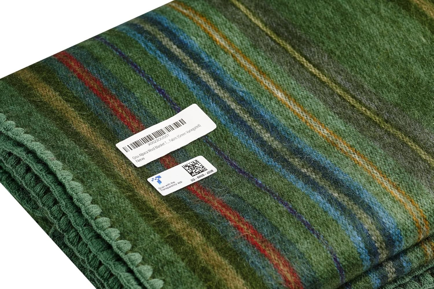 Alpaca Wool Blanket Throw | Large, Beautiful, Warm, Variegated | 85 X 65 Inches | Ultra-Soft, Hypoallergenic and Breathable | Non-Itchy or Scratchy Fabric (Green Variegated)