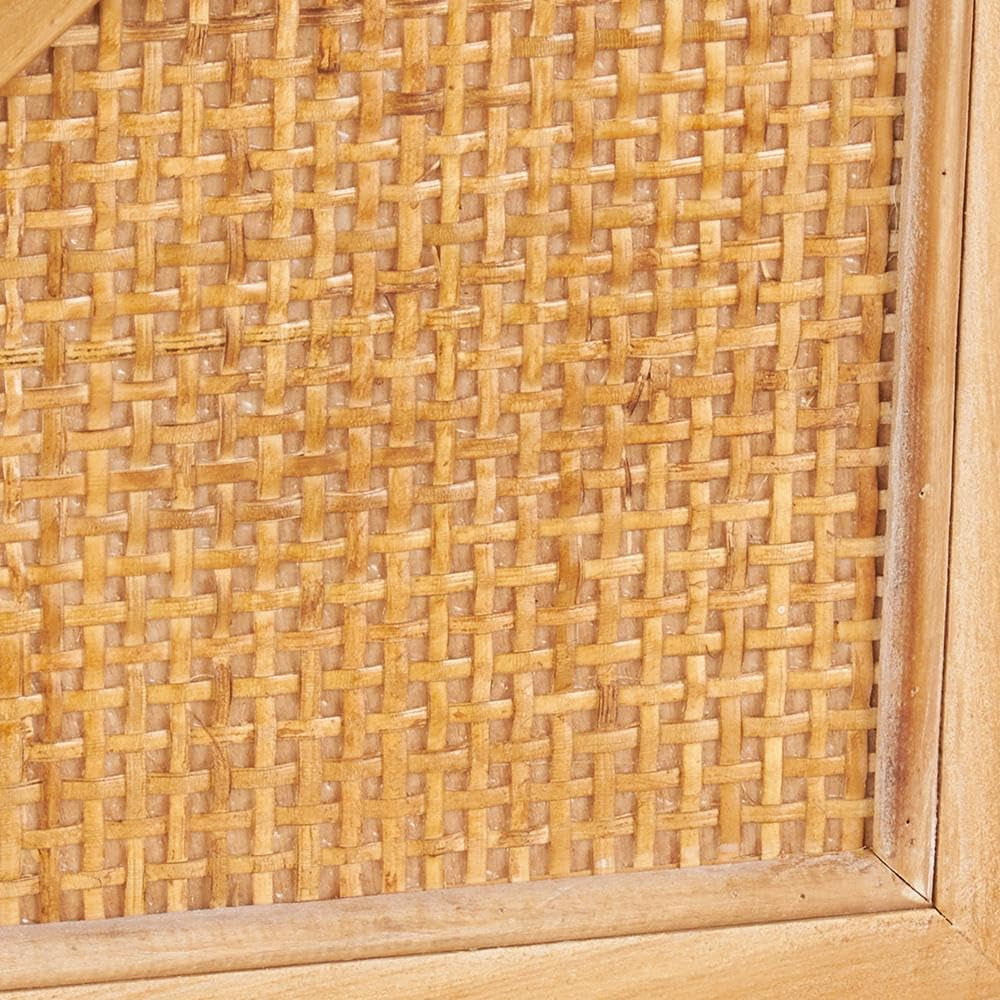 Deco 79 Rattan Room Wall Mirror Entryway Mirror with Oval Center, Wall Mounted Mirror 22" X 1" X 42", Brown