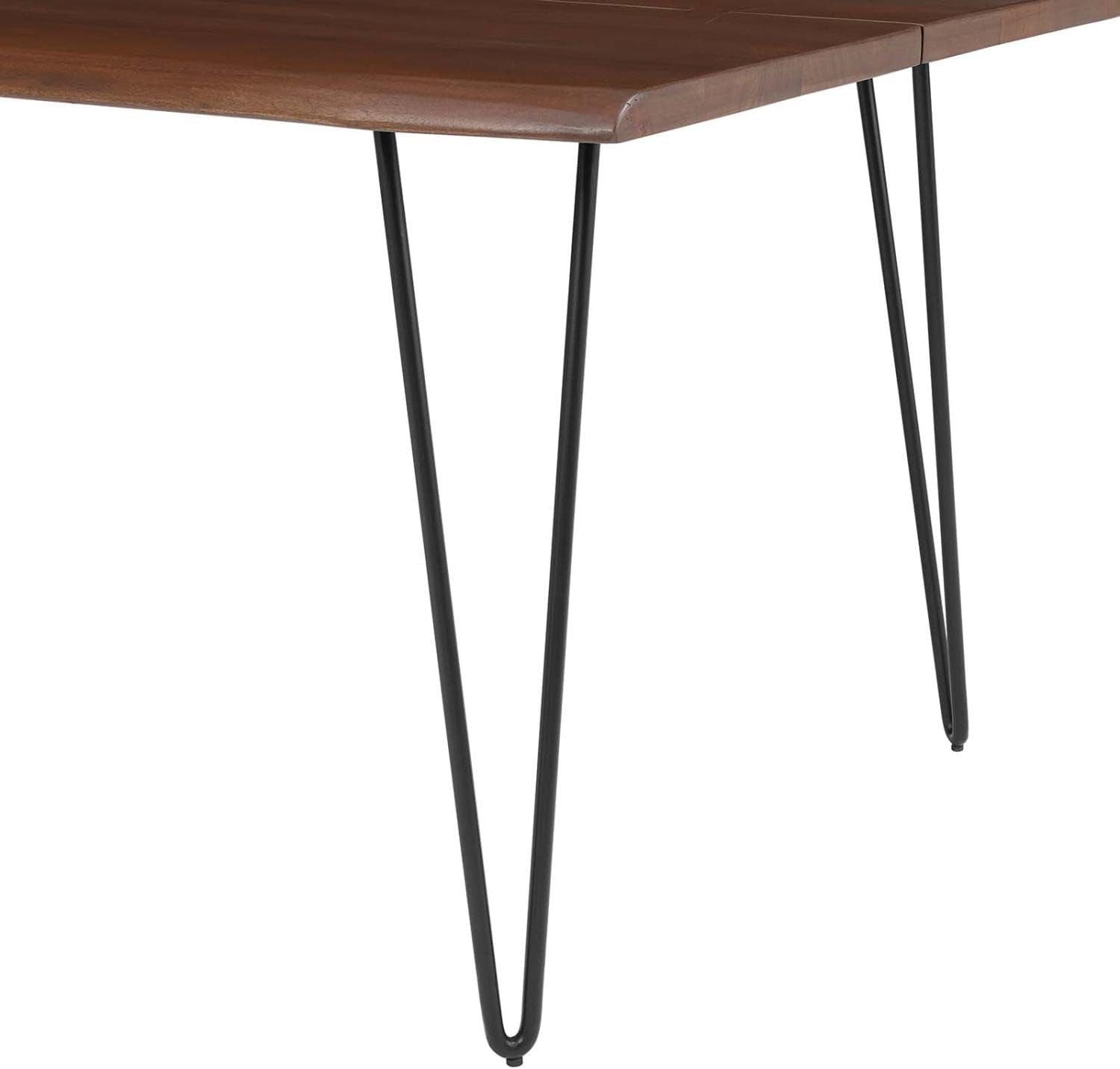 Ardor 74" Live Edge Acacia Wood Rectangular Dining Table in Black Walnut