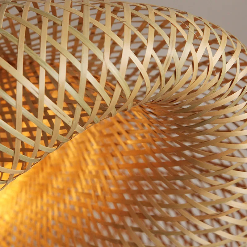 3 Pcs Lustre Rattan Wicker Lamp Shade Pendant Light Bamboo Ceiling Chandelier Set Suspended Luminaire Handmade Home Room Decor