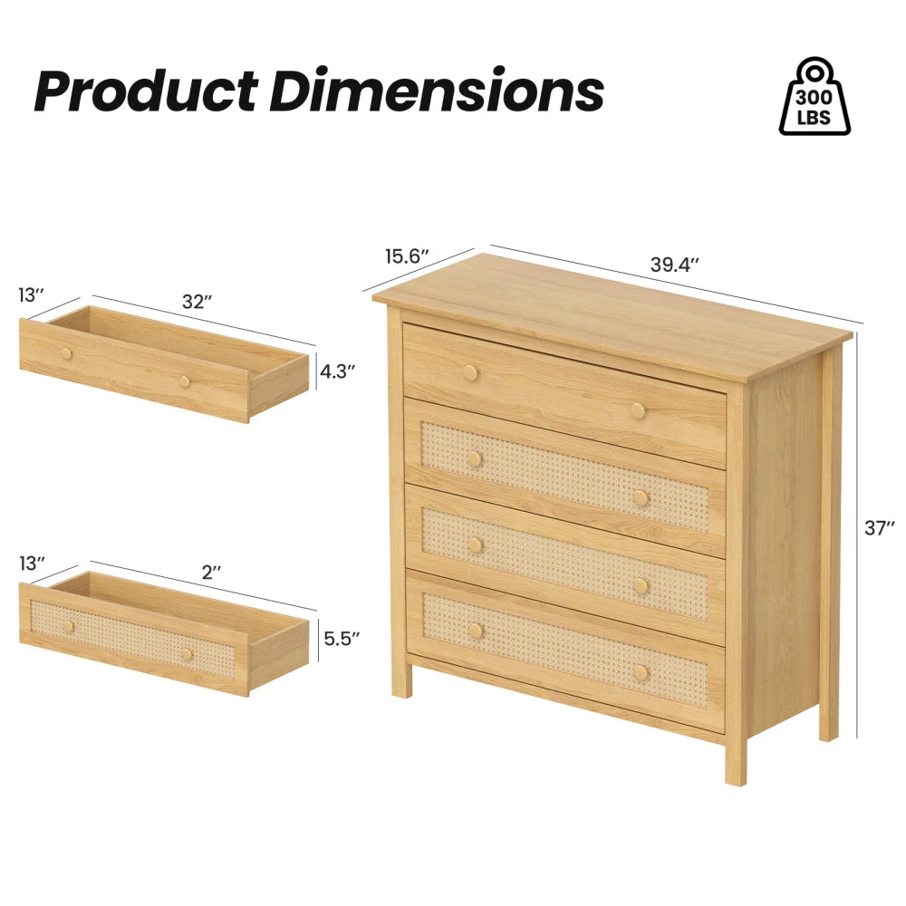 Simple Sideboard Buffet Cabinet with 4 Drawers,Modern Wooden Console Cabinet for Kitchen,Living Room, Dining Room, Hallway