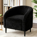 Accent Chair, Boucle Fabric Barrel Chairs, Comfy round Club Armchair with Soft Cushion for Living Room, Bedroom, Reading, Waiting Room, Black