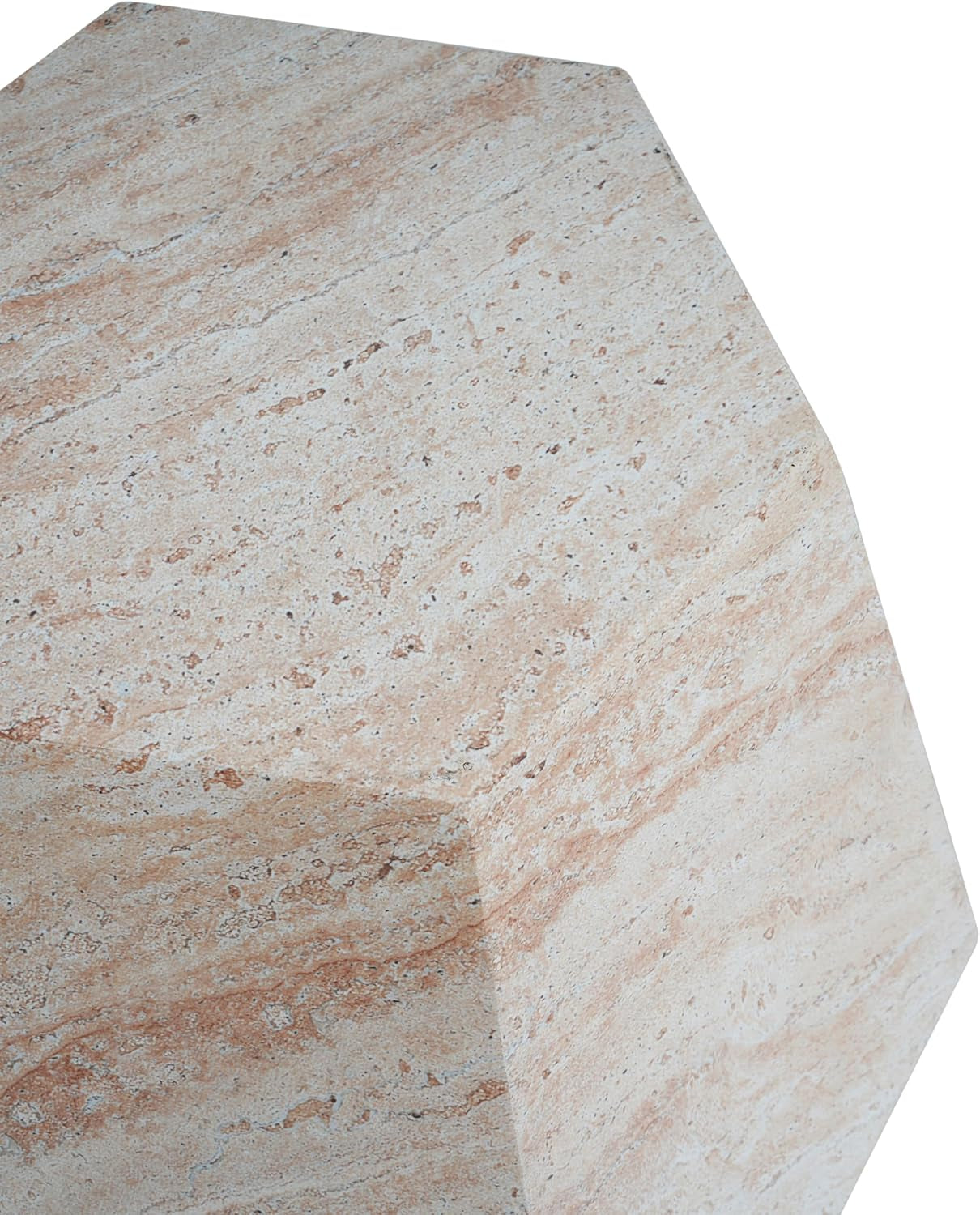Beige travertine hexagonal side table
