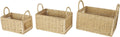 Deco 79 Rattan Decorative and Functional Storage Basket Woven Basket Organizer with Handles, Set of 3 Basket for Storage 14", 12", 11" W, Brown