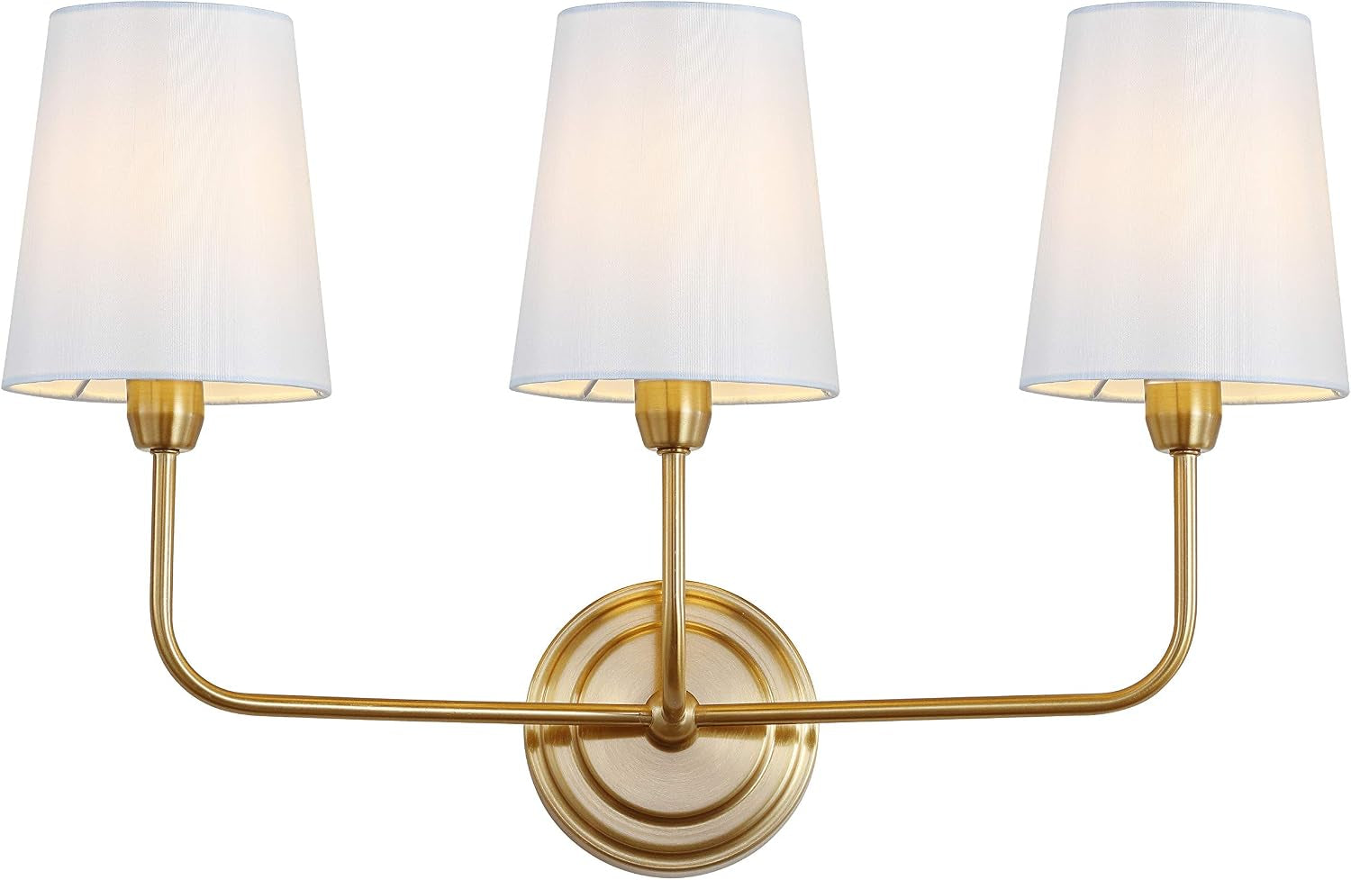 SAFAVIEH Lighting - Sawyer 3-Light 22-Inch Wall Sconce - Brass - Fabric Shade - Contemporary Design - Ideal for Vanity, Hallway, Bedroom, Bathroom - LED Bulb Included (SCN4016A)