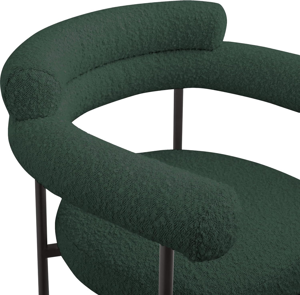 Meridian Furniture 986Green-C Blake Collection Modern | Contemporary Counter Stool with Rich Green Boucle Fabric, Matte Black Iron Metal Frame, 26" W X 23.5" D X 38" H, Green, Set of 2