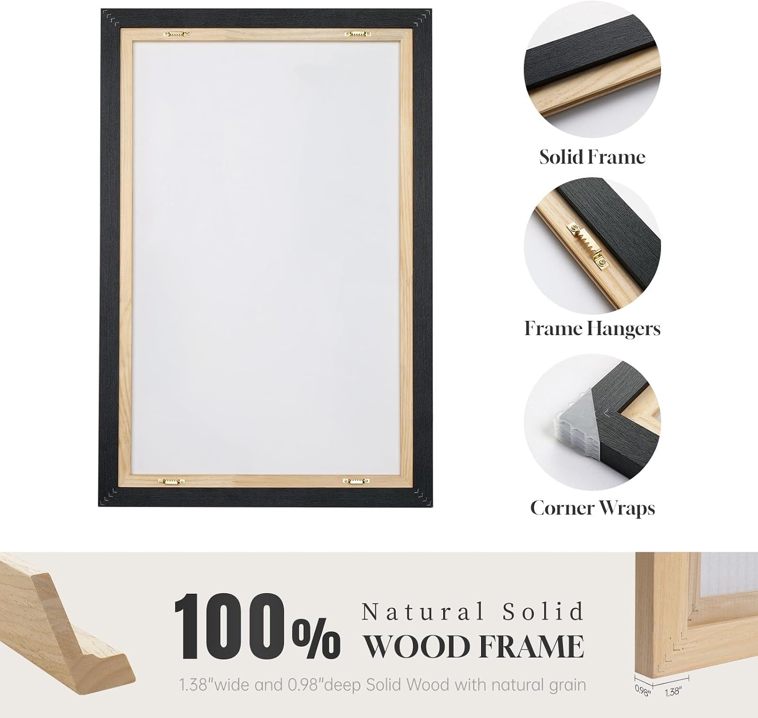 Large Framed Neutral Abstract Wall Art for Living Room Set of 2, 24X36 in | Block Lines, Canvas Prints, Modern Paintings, Minimalist Pictures, Black Beige, Geometric, Dining Room, Bedroom Wall Decor