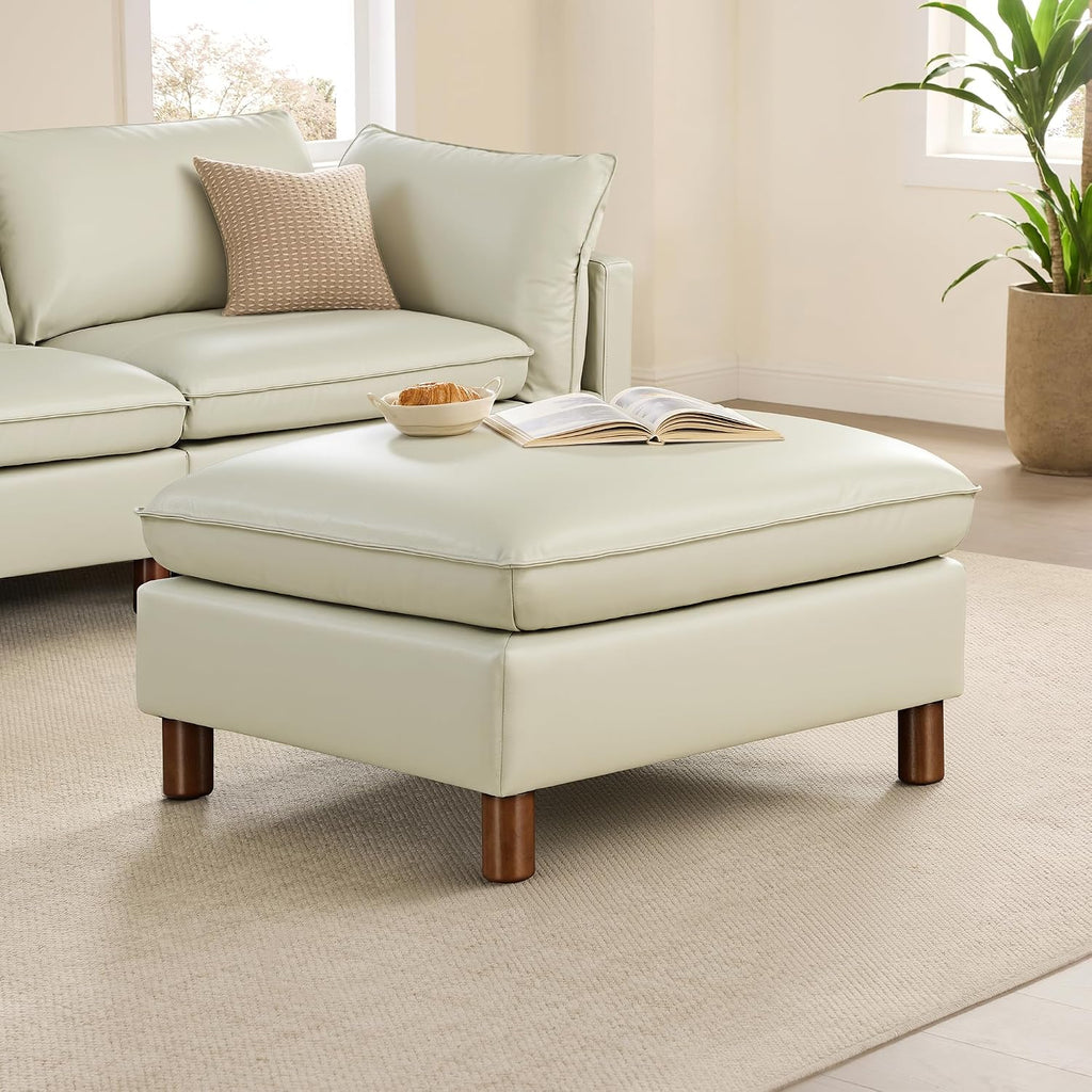 CHITA 118 inch leather sectional sofa in cream